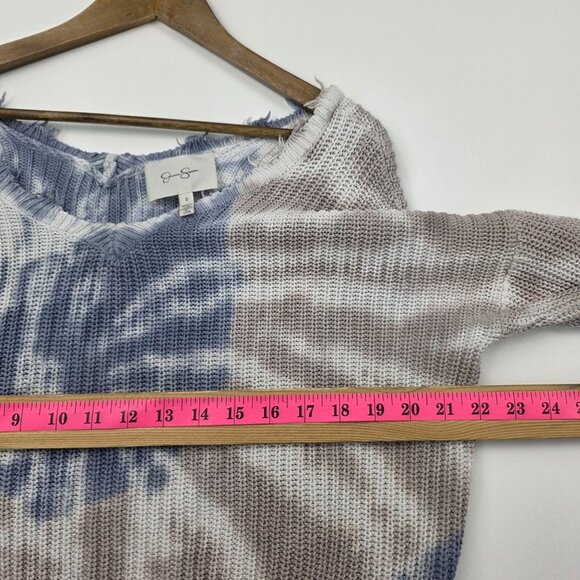 Jessica Simpson Distressed Tie-Dye Pullover Sweater Cropped Frayed Hem Size S - Picture 14 of 16
